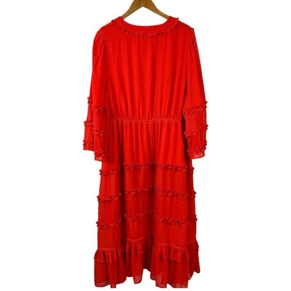 Alexis Target Dress Angel Sleeve Tiered Ruffle Orange Chiffon Plus Size 2X Boho - Picture 8 of 16